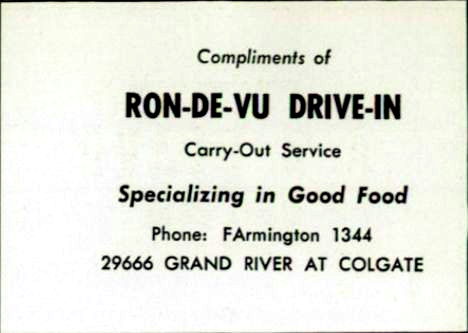 Ron-De-Vu Drive-In - 1960S High School Yearbook Ad (newer photo)